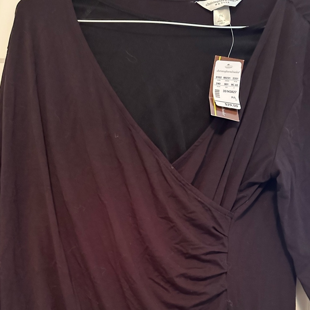 Christopher & banks . Looks burgundy in pic but it is true black size PL